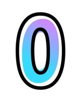 Vector number 0 with blue-purple gradient color and black outline