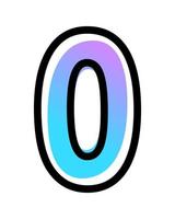 Vector number 0 with blue-purple gradient color and black outline