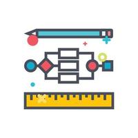 vector illustration of flat pencil and ruler icon, creative.