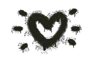 Spray graffiti heart sign painted in black on white. Love heart drop symbol. isolated on a white background. vector illustration