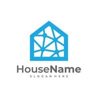 Home tech with connection dot line art style logo design vector. creative idea symbol technology. icon template. vector