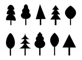 colección de ilustraciones de árboles. vector de ilustración saludable de naturaleza de árbol verde. conjunto de diferentes árboles verdes ilustración vectorial simple y minimalista