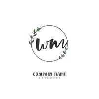 WM Initial handwriting and signature logo design with circle. Beautiful design handwritten logo for fashion, team, wedding, luxury logo. vector