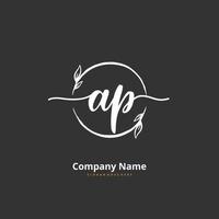 AP Initial handwriting and signature logo design with circle. Beautiful design handwritten logo for fashion, team, wedding, luxury logo. vector