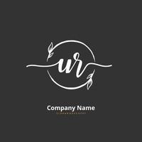 UR Initial handwriting and signature logo design with circle. Beautiful design handwritten logo for fashion, team, wedding, luxury logo. vector