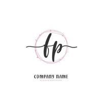 FP Initial handwriting and signature logo design with circle. Beautiful design handwritten logo for fashion, team, wedding, luxury logo. vector