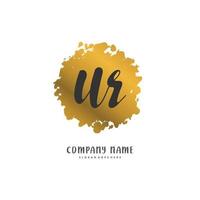 UR Initial handwriting and signature logo design with circle. Beautiful design handwritten logo for fashion, team, wedding, luxury logo. vector