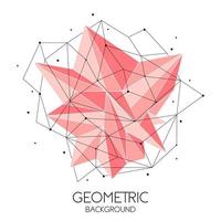 Polygonal pink abstract futuristic template, low poly sign on white background. Vector lines, dots and triangle shapes, connecting network, digital molecules technology, connection structure.