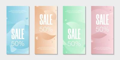 Set of 4 abstract modern graphic liquid banners. Dynamical waves different colored fluid forms. Isolated templates with flowing liquid gradient shapes. For the special offer, flyer or presentation. vector