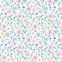 Seamless floral pattern. Beautiful flowers on a white background. Printed in small colorful flowers. Ditsy print. Seamless vector texture. Spring bouquet.