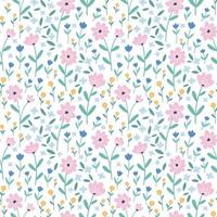 Seamless floral pattern. Beautiful flowers on a white background. Printed in small colorful flowers. Ditsy print. Seamless vector texture. Spring bouquet.