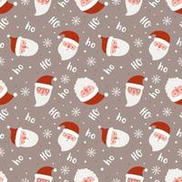Christmas seamless pattern with funny santas. Vector illustration. Ideal for fabric, wrapping paper.
