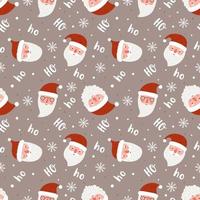 Christmas seamless pattern with funny santas. Vector illustration. Ideal for fabric, wrapping paper.