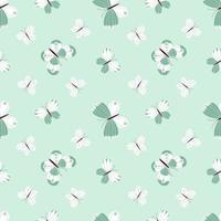 Seamless vector pattern with a variety of butterflies on a light green background. Seamless pattern for fabrics, wrapping paper, children s textiles