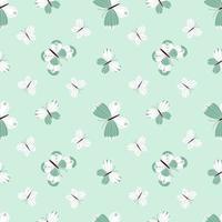 Seamless vector pattern with a variety of butterflies on a light green background. Seamless pattern for fabrics, wrapping paper, children s textiles