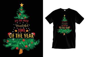 It's the most wonderful time of the year. Christmas typography t shirt design graphic. vector