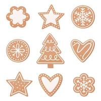 Set of Christmas gingerbread. Vector illustration in a flat style on a white background.