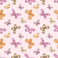 Delicate seamless pattern with a variety of colorful butterflies on a light pink background. vector