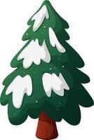 árbol de navidad en estilo de dibujos animados con nieve aislado vector