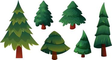 Set of Christmas trees on transparent background without snow and toys vector