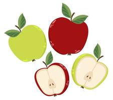 Vector composition of red and green apples on white background.