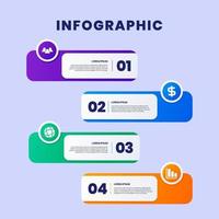 gráfico vectorial de la plantilla de diseño de etiquetas infográficas con iconos y 4 opciones o pasos. se puede utilizar para diagramas de proceso, presentaciones, diseño de flujo de trabajo, banner, diagrama de flujo, gráfico de información. vector