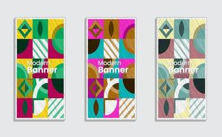 banners geométricos modernos con colores de textura y opciones de color disponibles vector