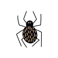 Vector black spider clip art. Hand drawn cute spider illustration