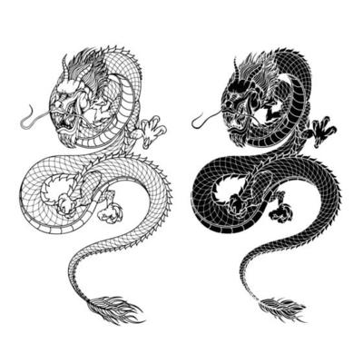 Dragon Line Art Vector Art, Icons, and Graphics for Free Download