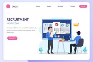 Hiring and recruitment concept. Job interview, recruitment agency vector illustration.