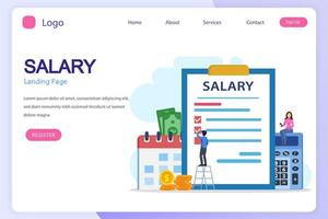 Salary vector concept. online income calculate and automatic payment, calendar pay date, employee wages concept.