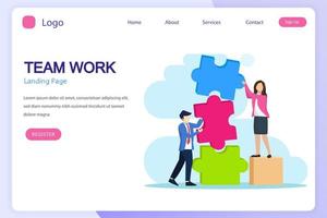 Teamwork collaboration winning Vector Illustration. Flat vector template Style Suitable for Web Landing Page, Background.