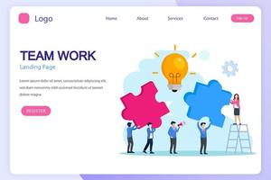 Teamwork collaboration winning Vector Illustration. Flat vector template Style Suitable for Web Landing Page, Background.