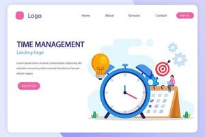 Time management concept, Flat vector template Style Suitable for Web Landing Page, Background.