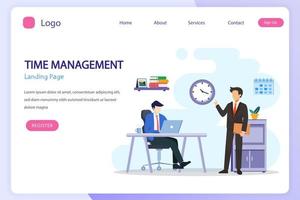 Time management concept, Flat vector template Style Suitable for Web Landing Page, Background.