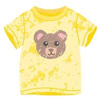 Vector Colorful Illustration of T-shirt with Teddy Bear Print Isolated on White Background