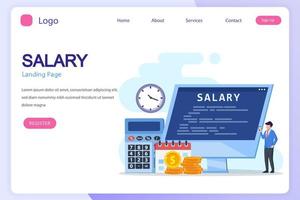 Salary vector concept. online income calculate and automatic payment, calendar pay date, employee wages concept.