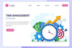 Time management concept, Flat vector template Style Suitable for Web Landing Page, Background.