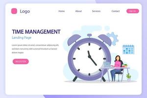 Time management concept, Flat vector template Style Suitable for Web Landing Page, Background.