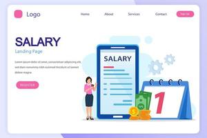 Salary vector concept. online income calculate and automatic payment, calendar pay date, employee wages concept.