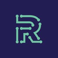 Letter R Technology Design vector