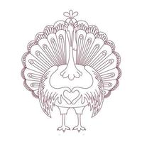 Thanksgiving turkey coloring page. Turkey linear illustration for coloring.