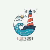 Lighthouse logo vector. Marine lighthouse center sign for consultation vector