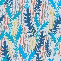 Colorful seamless pattern with underwater plants. Drawing seaweeds in different colors. Good print for wallpaper, textile, wrapping paper, ceramic tiles. Vector illustration