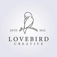 simple lovebird line art logo vector illustration design