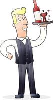 doodle character cartoon waiter vector