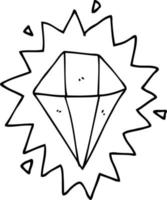 diamante de dibujos animados de dibujo lineal vector