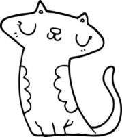 line drawing cartoon cat vector