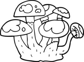 line drawing cartoon mushrooms vector