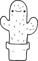 cactus de dibujos animados de dibujo lineal vector